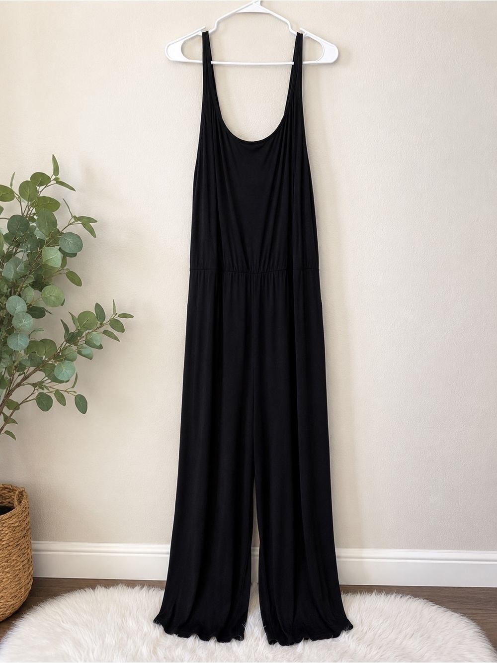 YMI Black Sleeveless Scoop-Neck Wide-Leg Jumpsuit
